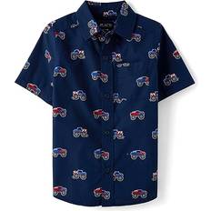 The Children's Place Boy's Americana Monster Truck Poplin Button Up Shirt - Tidal