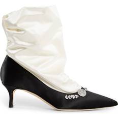 Black Satin Jewel Garland Kitten Heel