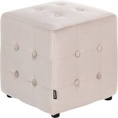 Poliestere Sgabelli Beliani Pouf Velluto Beige Sgabello