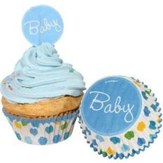 Feest Tafeldecoraties Unique Party Unieke partij hart baby shower cupcake topper set (Pak van 24) Blauw/Wit/Veelkleurig