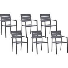 Beliani Loungestole Beliani Set of 6 Modern Outdoor Dining Chairs VERNIO Black Lounge Chair