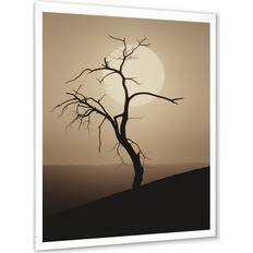 Design Art Minimalism Moonlight Desert Simplicity White Framed Art 16x32"