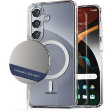 Mobile Phone Covers Encased 2-in-1 MAG with Wireless Charger for Samsung Galaxy S24 Plus 2024 Magnetic Compatible with MagSafe Crystal Clear