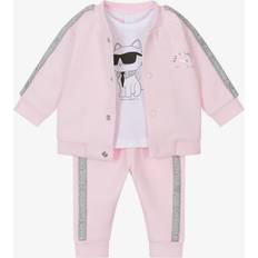 18-24M Schlafanzüge Karl Lagerfeld Kids Girls Pink Cotton Choupette Tracksuit Set