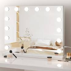 Illuminated Makeup Mirrors Dripex Hollywood Vanity Mirror with Lights, 50 42cm Large Lighted Makeup Mirror with 14 Dimmable LED Bulbs, Touchscreen Control, Cosmetic Tabletop