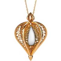 9k Necklaces C. W. Sellors 9ct Gold Bauxite Flore Filigree Droplet Necklace