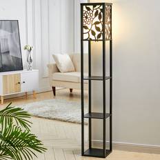 LivingAndHome Carved Pattern Black Floor Lamp 160cm