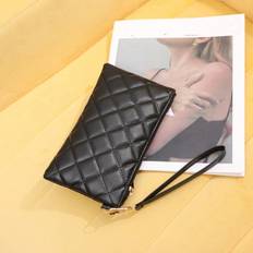 Wallets & Key Holders Shein Solid Color Large Capacity Pu Long Wallet With Phone Compartment Wristlet Wallet