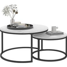 Homcom Living Room Faux Marbled White Coffee Table 78.5cm 2pcs