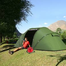 Shein Outsunny Man Camping Tent W Two Bedroom Hiking Sun Shelter UV Protection Tunnel Tent Blue And White