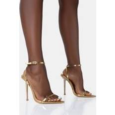 Women Heels & Pumps Public Desire Legacy Gold Croc Barely There Pointed Toe Gold Stiletto Heels gold
