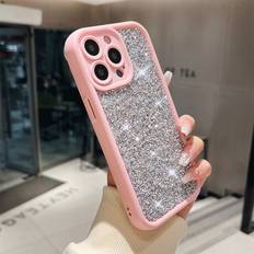 Shein Pink pc Perforated Ab Coating Rhinestone Decor Tpu Phone Case Compatible With IPhone