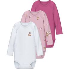 Valkoinen Bodyt Name It Pitkähihainen Vartalo 3-Pack - Ibis Rose