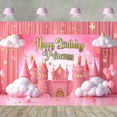 Photo Backgrounds Shein pc Royal Pink Fantasy Castle Photography Backdrop Princess Birthday Party Photo Booth Backdrop Studio Props