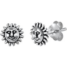 Silver - Unisex Earrings Sac Silver Sold by: Sterling Sun Celestial Retro Stud Earrings 925 New Jewelry Female Unisex