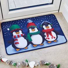 Blue Entrance Mats Three Kings Frosty Penguins Blue cm