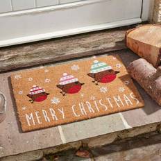 Carpets & Rugs Three Kings Festive Robins Brown