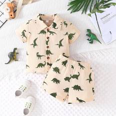 Dinosaurs Other Sets Children's Clothing Shein pcsSet Cute Baby Boy Summer Dinosaur Printed Shirt And Shorts Casual Outfits