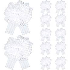 White Gift Wrap Ribbons 12 pieces pull bow large organza gift wrapping pull bows with ribbon for vale. White 8 Inch