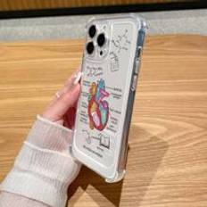 Shein st genomskinlig personlighet Mode frtjockade fyra hrn AntiFall Organ Print telefonfodral lmplig fr Apple och Samsungserien