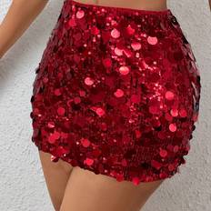 Red - Short Skirts Shein Women Decorated Mini Skirt Casual For Party Holiday
