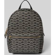 Emporio Armani Läder Ryggsäck Med Monogram - Svart