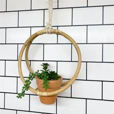 Brown Artificial Plants Faux Succulent In Bamboo Hanger Artificial Plant