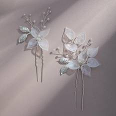 Silver Hair Pins Shein pcsSet Ladies White Floral Bead