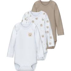 Elastaan Bodysuits Name It Body Met Lange Mouwen 3-Pack - Oxford Tan/Beige