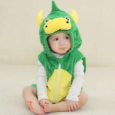 Dinosaurs Bodysuits Shein Baby Boys Green Dinosaur Hooded Sleeveless Bodysuit