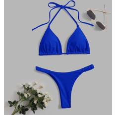 Shein Summer Beach Tie Backless Halter Triangle Bikini
