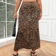 Shein Skirts Shein Plus Vintage Leopard Print Mesh Long Midi Skirt