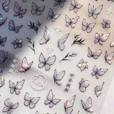 Shein D Nail Art Stickers Willow Grenar glnsande Butterfly Nail Stickers Nail Dekal Manikyr