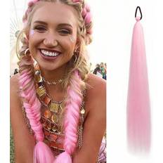 Ponytails on sale Shein pc Pink Gradient Braided Ponytail Synthetic Hair Extension With Elastic Band For