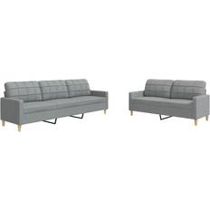 2-sits - Soffgrupper Soffor vidaXL 2-tlg. Hellgrau Sofa Zweisitzer