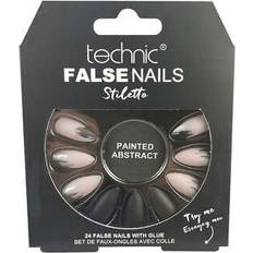 Technic false nails stiletto painted abstract