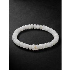 Flying Saucer Gold, Diamond and Moonstone Beaded Bracelet Men White