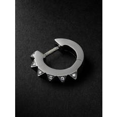 Sydney Evan Pyramid Blackened Gold Diamond Single Hoop Earring Men Silver