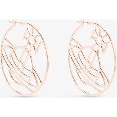 Vivienne Westwood Rose Gold Earrings Vivienne Westwood Vivienne Westwood Jewellery Womens Pink Gold Alina Orb Cut-out Brass Hoop Earrings PINK GOLD