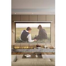 Living and Home 100" White Crossbar Wall Mounted Electric Motorized Projector Screen with Remote 16:9 Size