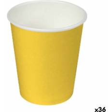 Platos Desechables Algon Set of glasses Cardboard Disposable Yellow 36 Units 24 Pieces