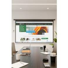 Living and Home 16:9 Electric Motorized Projector Screen with Remote, 100" Black White Size