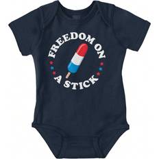 Bodysuits Shein Americana Baby Girl Graphic One Piece Bodysuit Red White And Blue Ice Cream USA Humor America Joke Summer Food Freedom On Stick Casual Fashion Soft