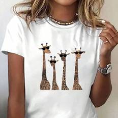 Leopard - Women T-shirts Shein Giraffe Print Tee