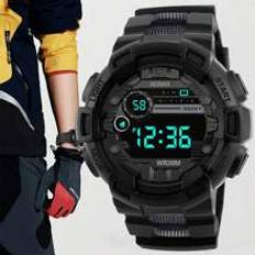 Shein Teenage Boys Black Tech ShockResistant Night Light Sports Electronic Watch For Students one-size