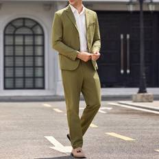 Shein Suits Shein Mens pcs Woven Business Casual Suit LongLength WaistFitted Blazer And Slim Straight Suit Pants Suitable For And Autumn