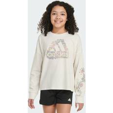 Tops Adidas Toddler Girls Round Neck Long Sleeve T-Shirt, 4t, Beige 4t