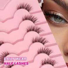 Makeup Shein Asiteo par Half Eye Faux Mink Eyelashes Clear Band Cat Eye Fransar Makeup Halvfransar