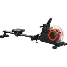 Rowing Machines Soozier Foldable Rower Machine, Water Rowing Machine with Wheels, LCD Monitor and Tablet Holder for Cardio Training, Red
