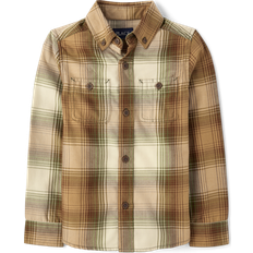 Children's Clothing The Children's Place Boys Matching Family Flannel Button Up Shirt Truly Olive Cotton/Polyester